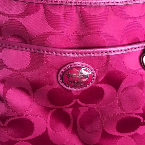 Coach Hot Pink Monogram Canvas Crossbody Bag - Picture 9 of 16